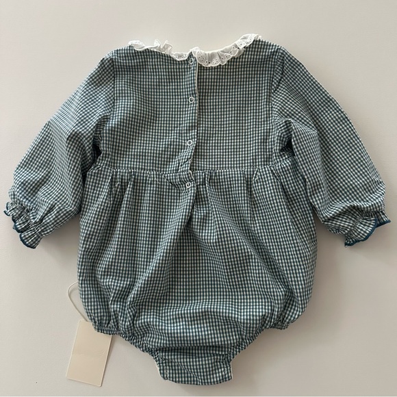 Momoidea 9-12 Months Baby Girl Gingham Bow Bubble Romper Bonnet Set - Picture 4 of 7